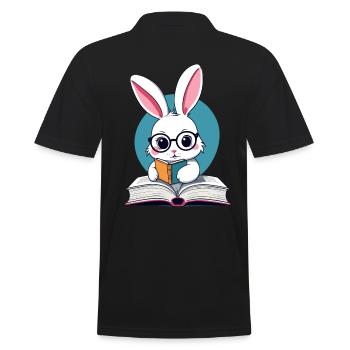 Lapin de lecture rat de bibliothèque parfait lapin - Polo Homme - noir - Dos - Kai (181cm)