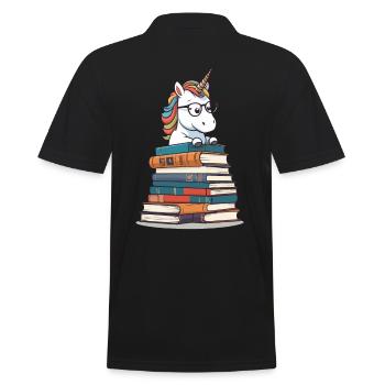 Mignon rat de bibliothèque licorne lecture imaginative - Polo Homme - noir - Dos - Kai (181cm)
