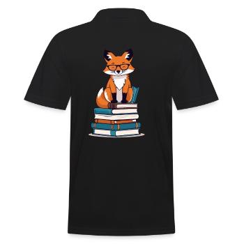 Renard mignon amoureux des livres avec des lunettes - Polo Homme - noir - Dos - Kai (181cm)