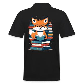 Niedlicher Buch Liebhaber Lustiges Bücher Design - Männer Poloshirt - Schwarz - Hinten - Kai (181cm)