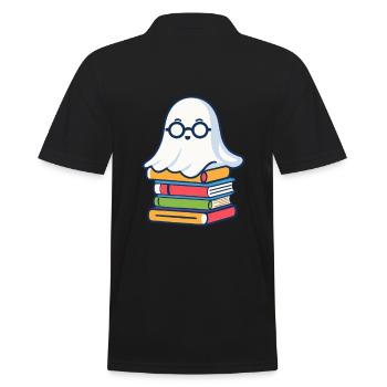 Buchliebhaber Stil Lesendes Halloween Gespenst - Männer Poloshirt - Schwarz - Hinten - Kai (181cm)