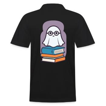 Buchliebhaber Stil Halloween Gespenst Bücherwurm - Männer Poloshirt - Schwarz - Hinten - Kai (181cm)
