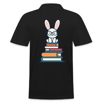Lesender Hase Begeisterter Buchliebhaber Bunny - Männer Poloshirt - Schwarz - Hinten - Kai (181cm)