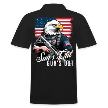 The sun is out, the gun is out July 4 - Men's Polo Shirt - black - Back - Kai (181cm)