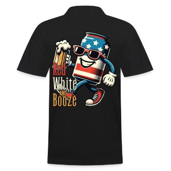 Rouge Blanc Alcool Rétro Vintage Design - Polo Homme - noir - Dos - Kai (181cm)