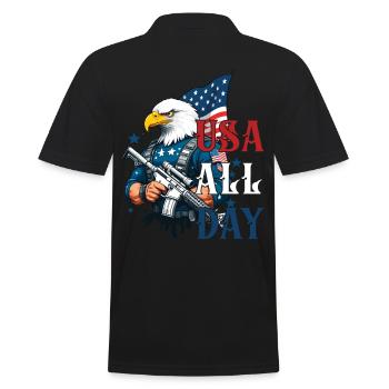 Usa All Day Funny Freedom Design 4th of July - Men's Polo Shirt - black - Back - Kai (181cm)