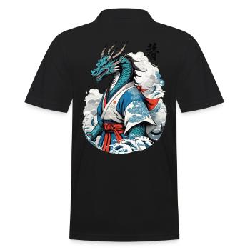 Dragon Samouraï Vintage Ukiyo-e Style - Polo Homme - noir - Dos - Kai (181cm)