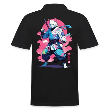 Conception esthétique Samurai Cat Vaporwave - Polo Homme - noir - Dos - Kai (181cm)