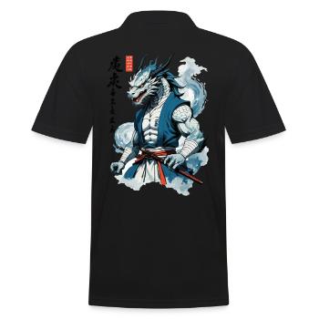 Dragon Samouraï Vintage Ukiyo-e Style Asiatique - Polo Homme - noir - Dos - Kai (181cm)