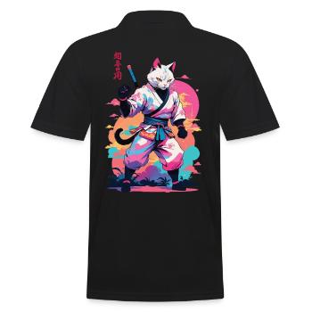 Samurai Katze Vaporwave Aesthetic Japan Kunst - Männer Poloshirt - Schwarz - Hinten - Kai (181cm)