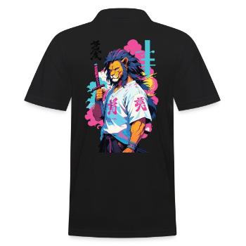 Samouraï Lion Esthétique Vaporwave Style Japon Art - Polo Homme - noir - Dos - Kai (181cm)