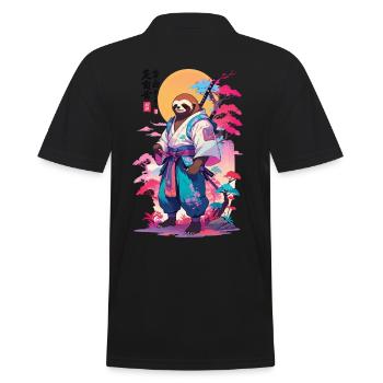 Samouraï paresseux esthétique style Vaporwave - Polo Homme - noir - Dos - Kai (181cm)