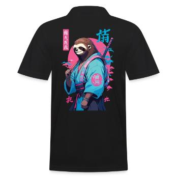 Samouraï paresseux esthétique style Vaporwave - Polo Homme - noir - Dos - Kai (181cm)