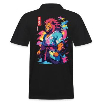 Samouraï Lion Esthétique Vaporwave Style Japon Art - Polo Homme - noir - Dos - Kai (181cm)