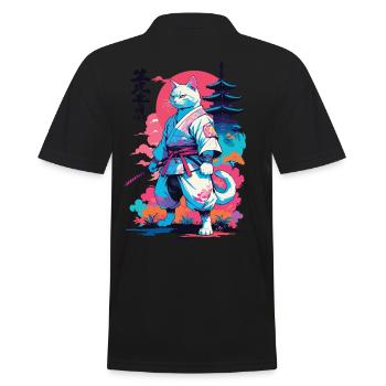 Samurai Katze Vaporwave Aesthetic Japan Kunst - Männer Poloshirt - Schwarz - Hinten - Kai (181cm)