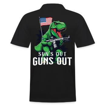 Suns Out Guns Out Funny United States Dinosaur 4th July - Men's Polo Shirt - black - Back - Kai (181cm)