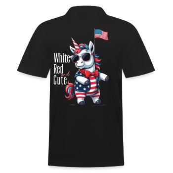 Mignon Licorne des États-Unis 4 de juillet Drapeau américain - Polo Homme - noir - Dos - Kai (181cm)