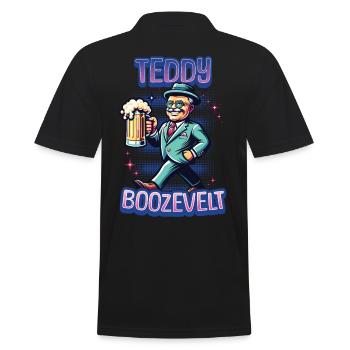 Teddy Boozevelt Parody Funny USA President - Männer Poloshirt - Schwarz - Hinten - Kai (181cm)