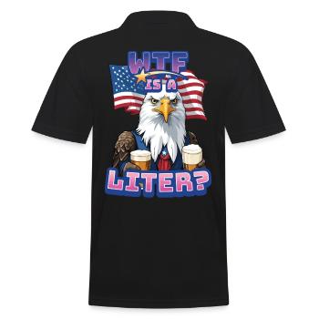 WTF is Liter Eagle with Beer Funny Metric Pun - Men's Polo Shirt - black - Back - Kai (181cm)