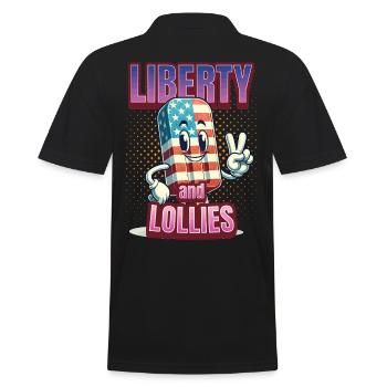 Liberty And Lollies 4th Of July Memorial Day - Men's Polo Shirt - black - Back - Kai (181cm)