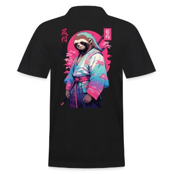 Samouraï paresseux esthétique style Vaporwave - Polo Homme - noir - Dos - Kai (181cm)