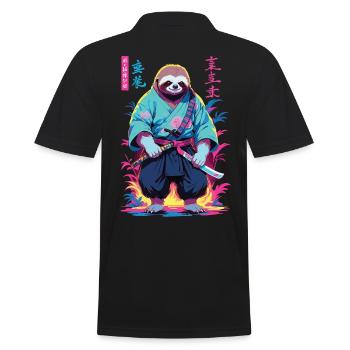 Samouraï paresseux esthétique style Vaporwave - Polo Homme - noir - Dos - Kai (181cm)