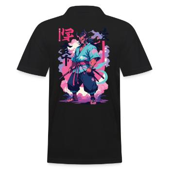 Samurai Oni Yokai Aesthetic Vaporwave Style - Männer Poloshirt - Schwarz - Hinten - Kai (181cm)