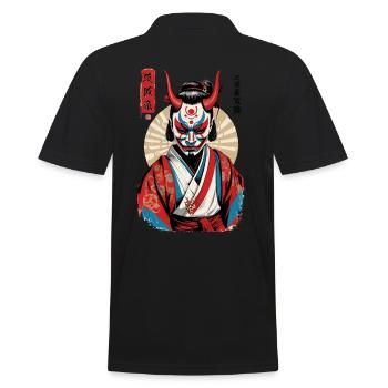 Oni Demon Mask Japanese Samurai Artwork - Men's Polo Shirt - black - Back - Kai (181cm)
