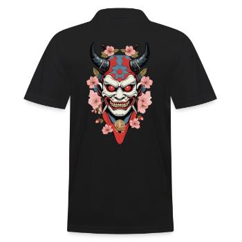 Oni Demons Mask Japanese Aesthetic Yokai Look - Men's Polo Shirt - black - Back - Kai (181cm)