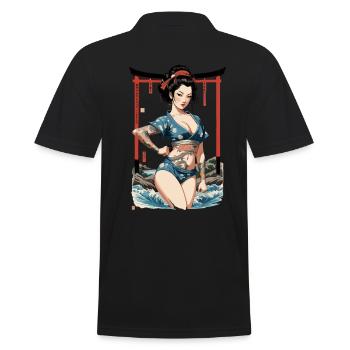 Kunoichi Ninja Geisha Samurai Kunstwerk Japan Stil - Männer Poloshirt - Schwarz - Hinten - Kai (181cm)
