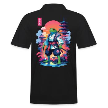 Grenouille samouraï et style esthétique Vaporwave - Polo Homme - noir - Dos - Kai (181cm)