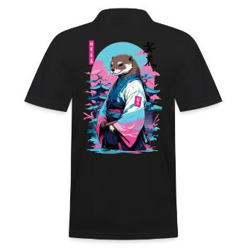 Esthétique samouraï loutre style Vaporwave - Polo Homme - noir - Dos - Kai (181cm)
