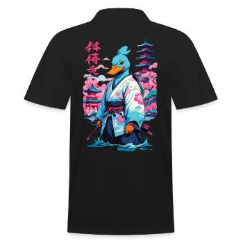 Samurai Duck Aesthetic Vaporwave Style Japanese - Men's Polo Shirt - black - Back - Kai (181cm)
