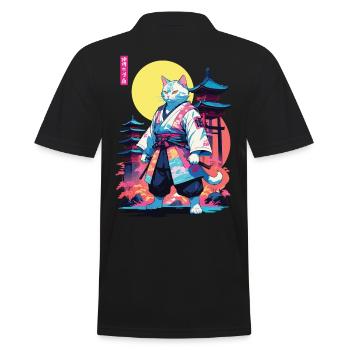 Conception esthétique Samurai Cat Vaporwave - Polo Homme - noir - Dos - Kai (181cm)