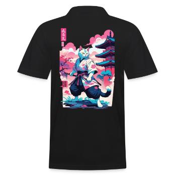 Samurai Katze Vaporwave Aesthetic Japan Kunst - Männer Poloshirt - Schwarz - Hinten - Kai (181cm)