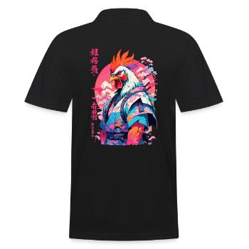Hahn Yokai Vaporwave Aesthetic Samurai Kunst - Männer Poloshirt - Schwarz - Hinten - Kai (181cm)