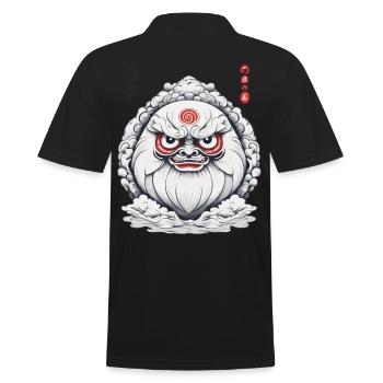 Japanese Daruma Aesthetic Vintage Design - Men's Polo Shirt - black - Back - Kai (181cm)