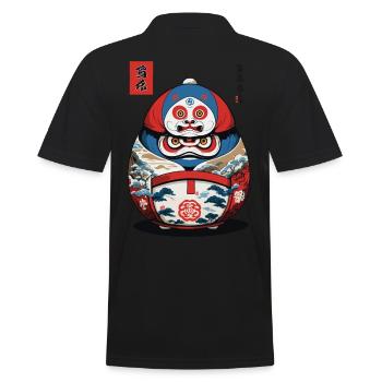 Japanese Daruma Aesthetic Yokai Streetwear - Men's Polo Shirt - black - Back - Kai (181cm)