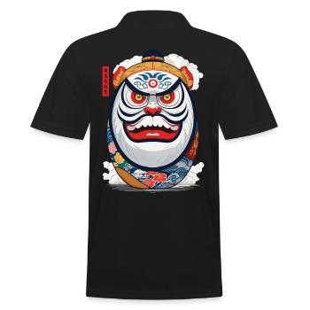 Japanese Daruma Aesthetic Yokai Streetwear - Men's Polo Shirt - black - Back - Kai (181cm)