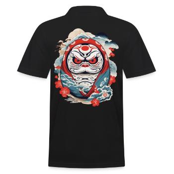 Japanese Daruma Aesthetic Yokai Vintage - Men's Polo Shirt - black - Back - Kai (181cm)