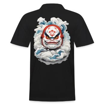 Japanese Daruma Aesthetic Yokai Vintage - Men's Polo Shirt - black - Back - Kai (181cm)