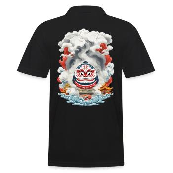 Japanese Daruma Aesthetic Yokai Vintage - Men's Polo Shirt - black - Back - Kai (181cm)
