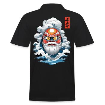 Japanese Daruma Aesthetic Vintage Yokai - Men's Polo Shirt - black - Back - Kai (181cm)
