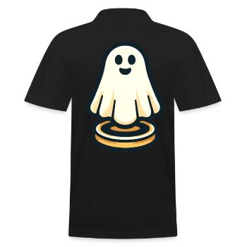 Funny Vintage Ghost Retro Art Style Halloween - Männer Poloshirt - Schwarz - Hinten - Kai (181cm)