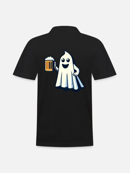 Funny Boozing Ghost Halloween Party - Men's Polo Shirt - black