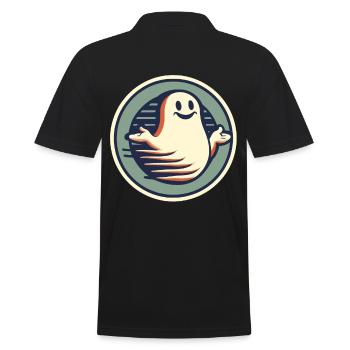 Funny Vintage Ghost Knows Nothing Halloween - Men's Polo Shirt - black - Back - Kai (181cm)
