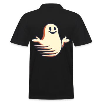 Funny Vintage Ghost Knows Nothing Halloween - Men's Polo Shirt - black - Back - Kai (181cm)