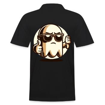 Cool Ghost Funny Halloween Party Design - Men's Polo Shirt - black - Back - Kai (181cm)