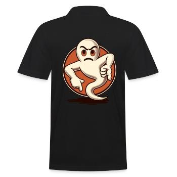 Cool Ghost Gives Thumbs Down Funny Halloween Party - Men's Polo Shirt - black - Back - Kai (181cm)