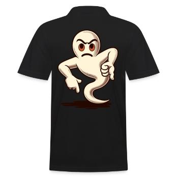 Cool Ghost Gives Thumbs Down Funny Halloween - Men's Polo Shirt - black - Back - Kai (181cm)